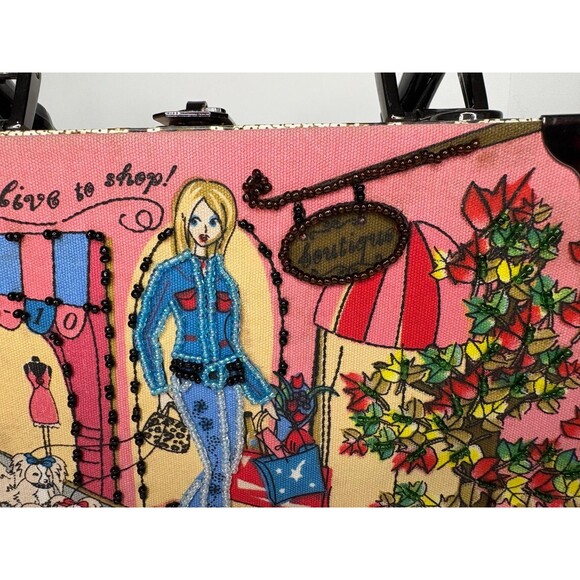Choice Made Art Cigar Box Handbag Purse Woman Walking Dog I Love To Shop - Picture 15 of 16